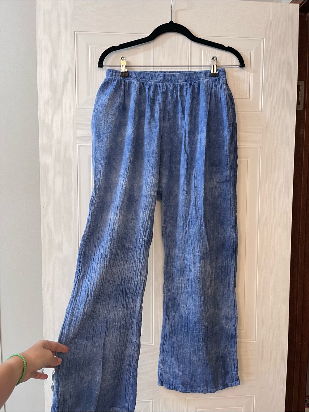 Women’s Blue Tie-Dye Wide-Leg Beach Pants